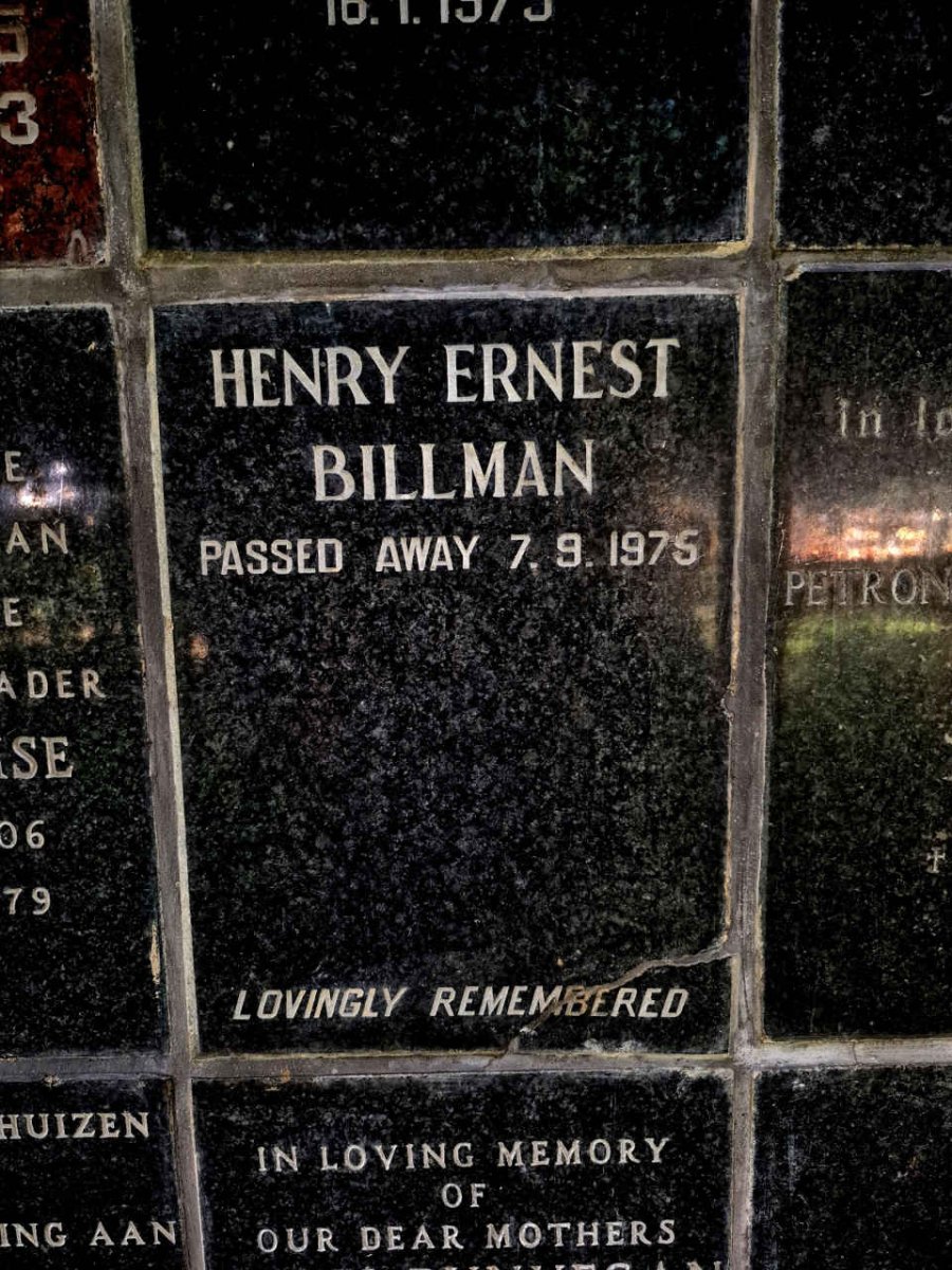 BILLMAN Henry Ernest -1975