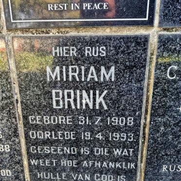 BRINK Miriam 1908-1993