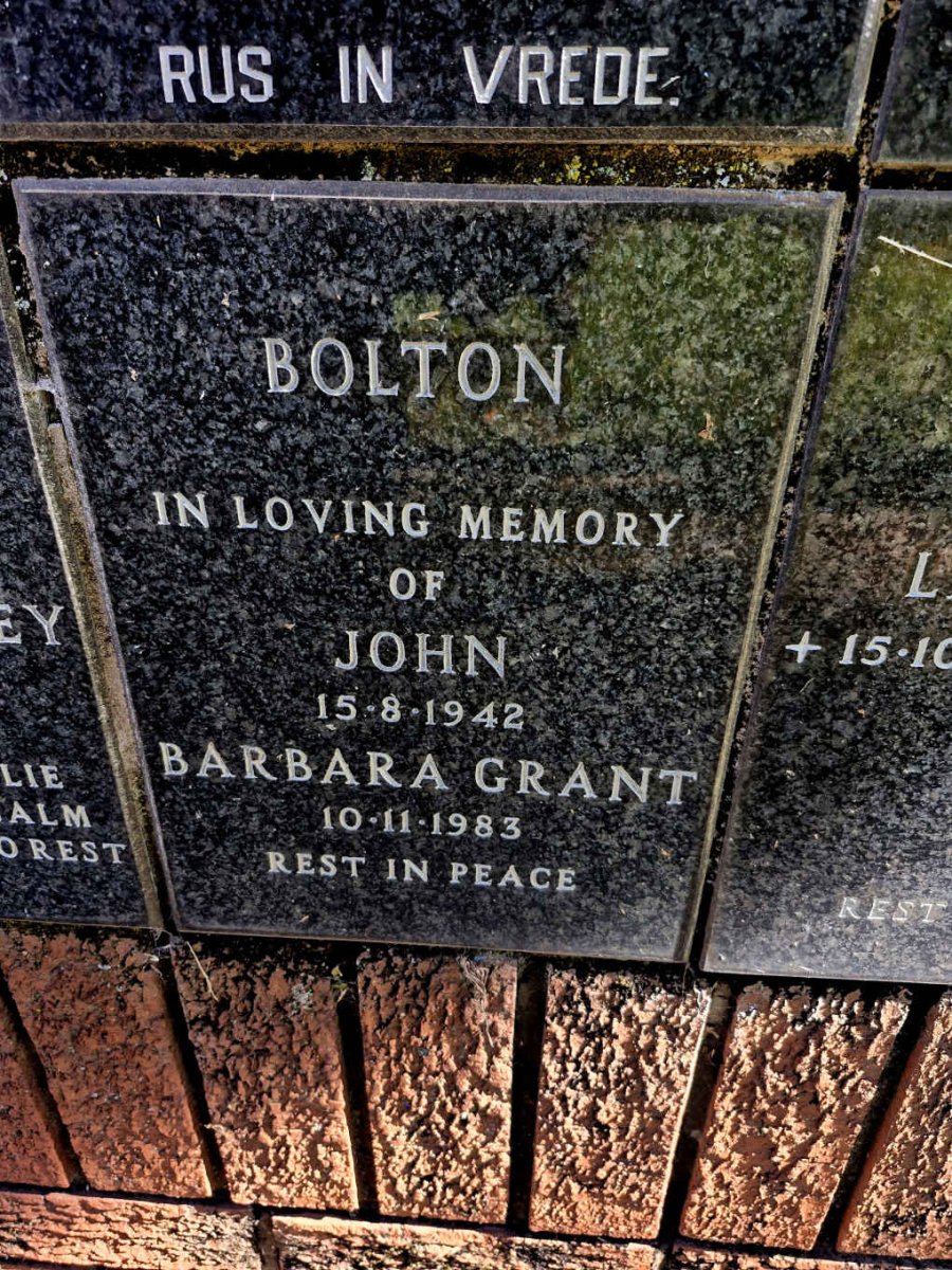 BOLTON John -1942 :: BOLTON Barbara Grant -1983 