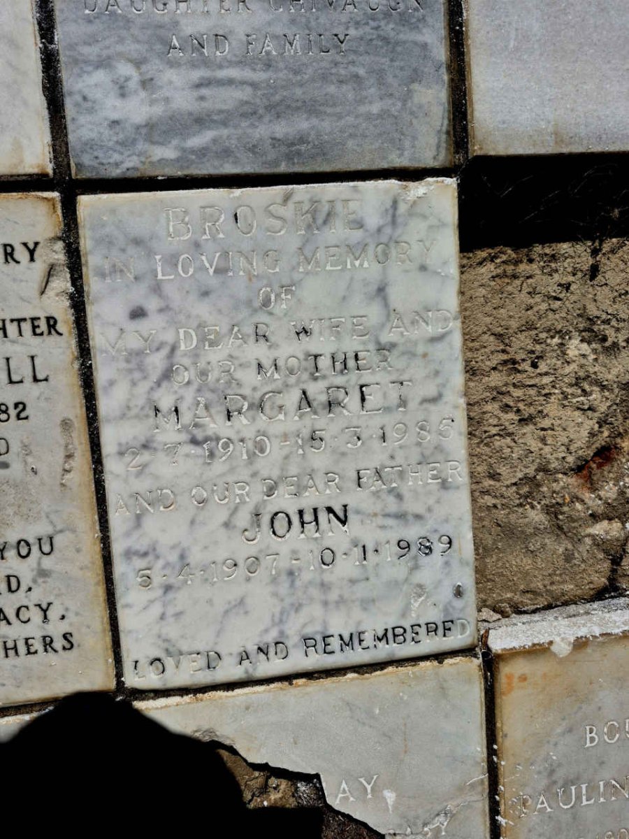 BROSKIE John 1907-1989 & Margaret 1910-1985