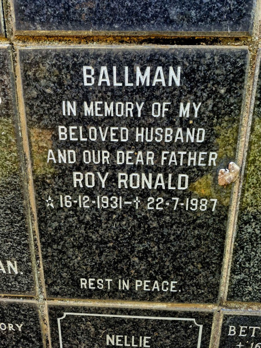 BALLMAN Roy Ronald 1931-1987