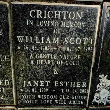 CRICHTON William Scott 1907-1992 & Janet Esther 1909-2001