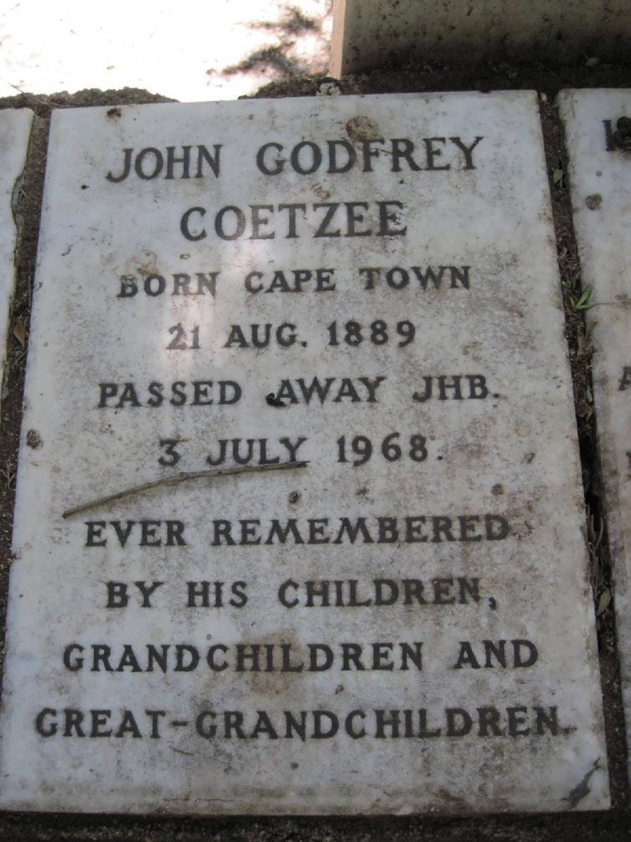 COETZEE John Godfrey 1889-1968