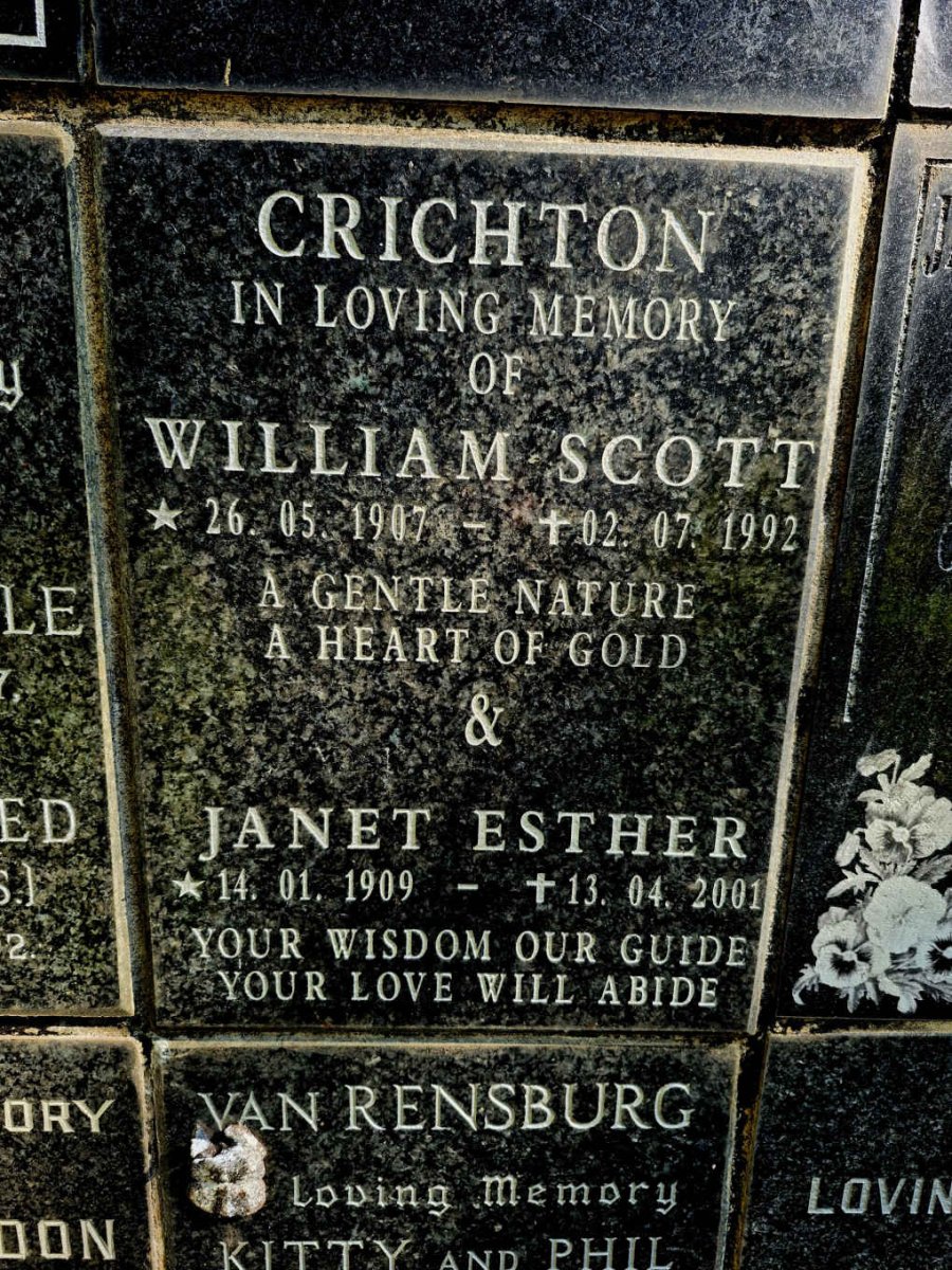 CRICHTON William Scott 1907-1992 & Janet Esther 1909-2001