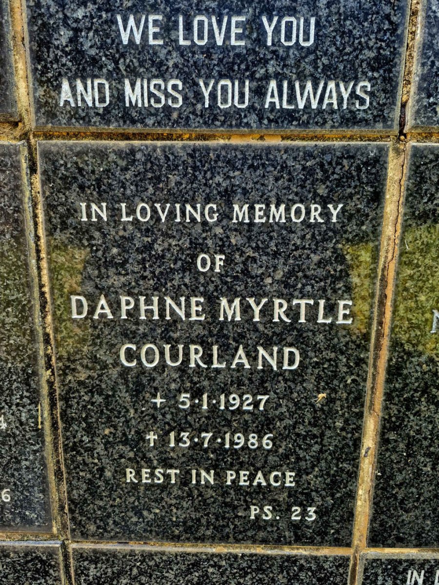COURLAND Daphne Myrtle 1927-1986
