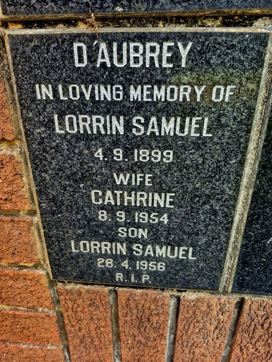D'AUBREY Lorrin Samuel -1899 & Cathrine -1954 :: D'AUBREY Lorrin Samuel -1956