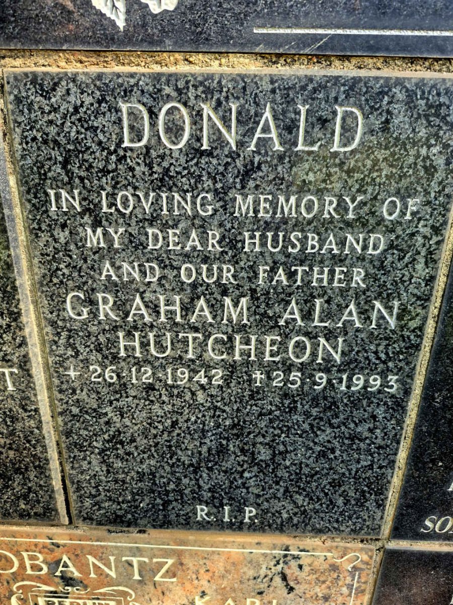 DONALD Graham Alan Hutcheon 1942-1993