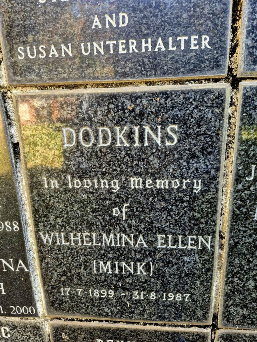 DODKINS Wilhelmina Ellen nee MINK 1899-1987