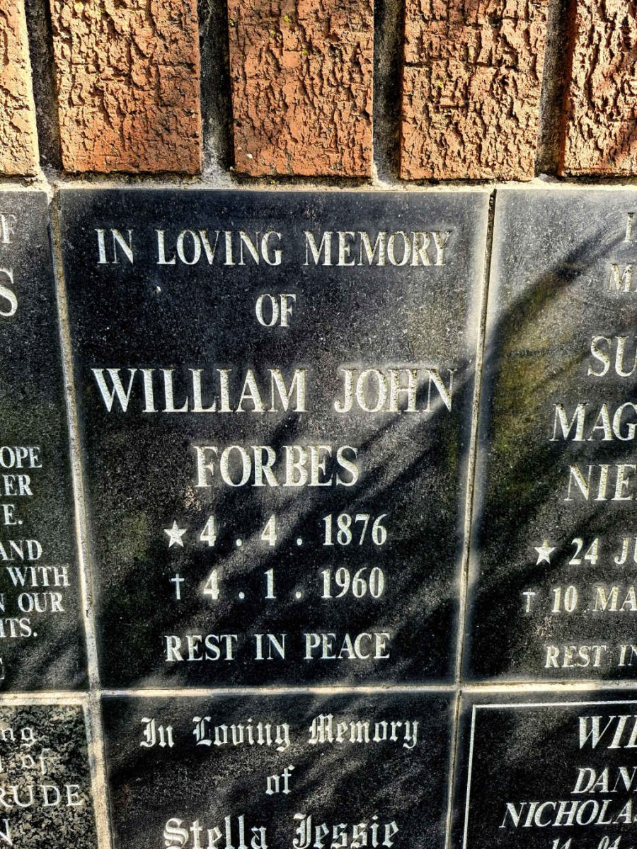 FORBES William John 1876-1960