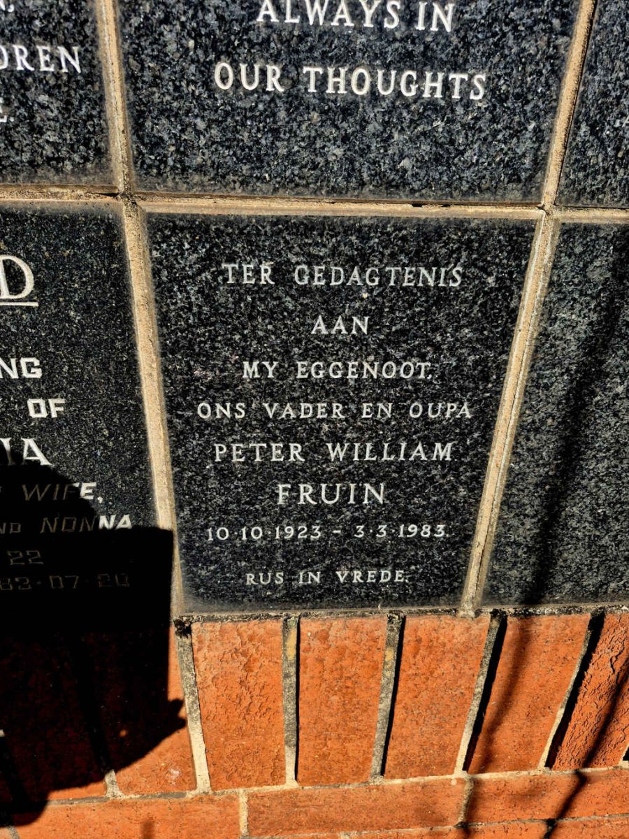 FRUIN Peter William 1923-1983