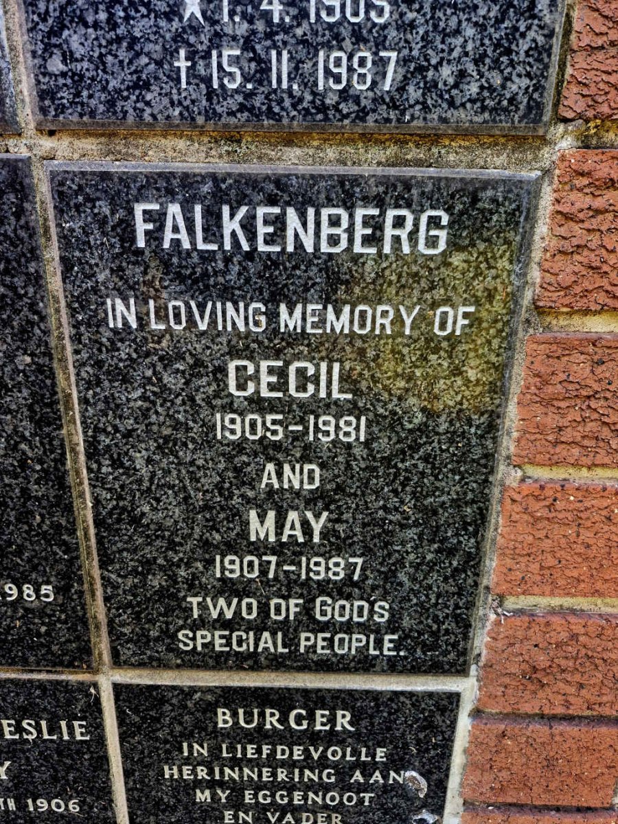 FALKENBERG Cecil 1905-1981 & May 1907-1987