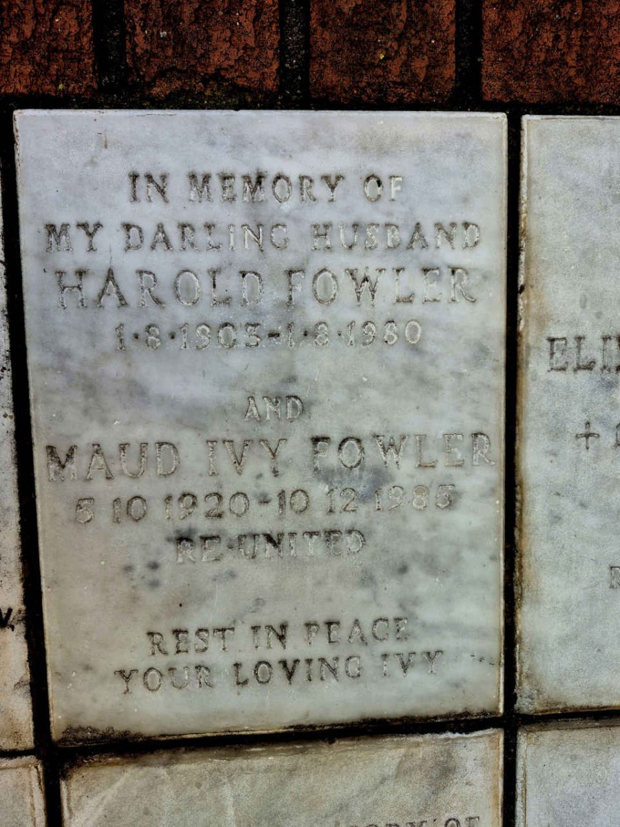 FOWLER Harold 1905-1980 & Maud Ivy 1920-1985
