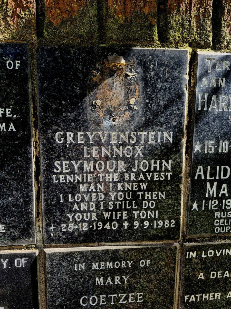 GREYVENSTEIN Lennox Seymour John 1940-1982