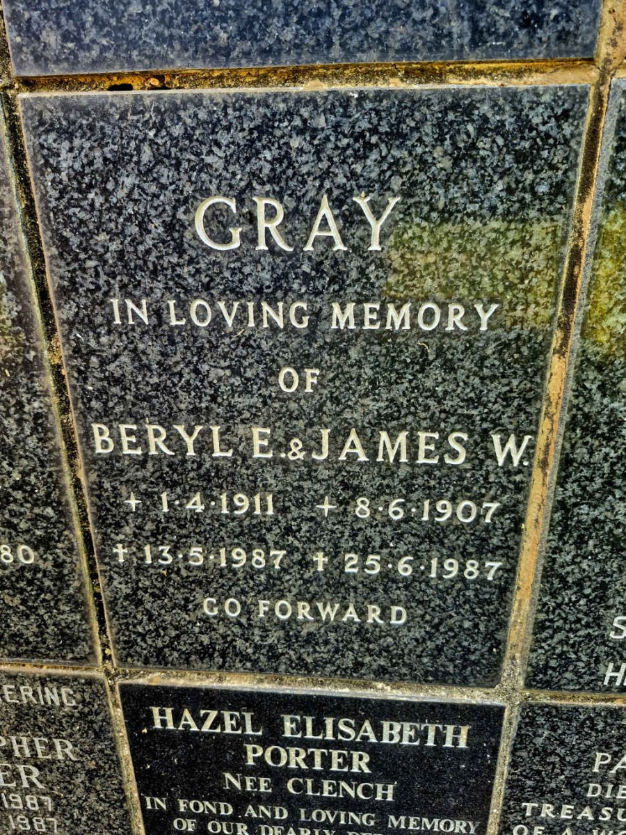 GRAY James W. 1907-1987 & Beryl E. 1911-1987