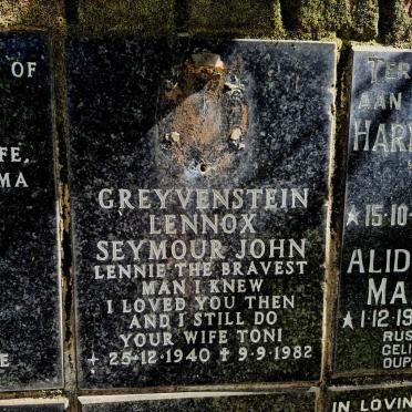 GREYVENSTEIN Lennox Seymour John 1940-1982