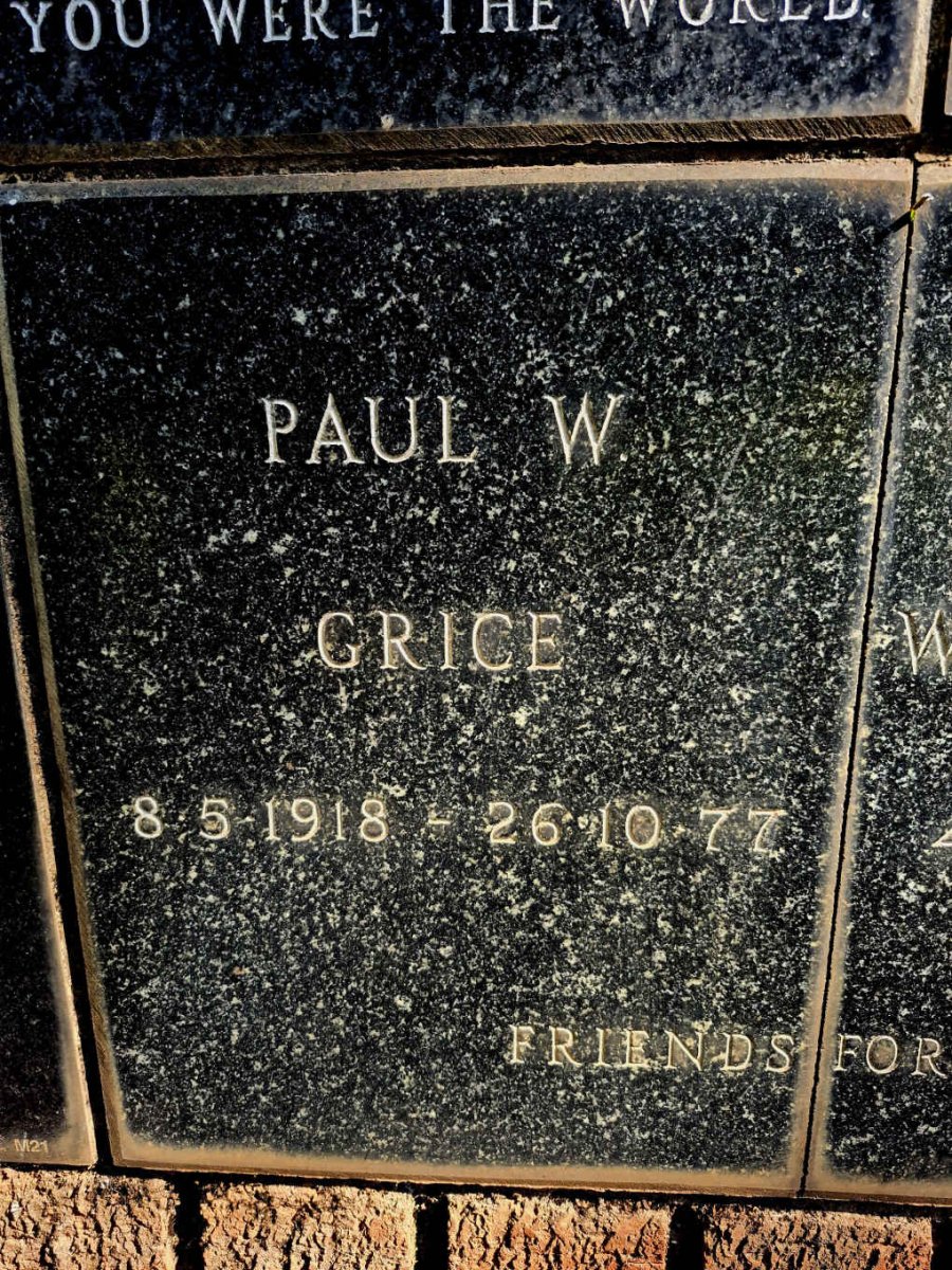 GRICE Paul W. 1918-1977