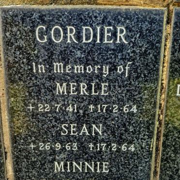 GORDIER Minnie 1910-1986 :: GORDIER Merle 1941-1964 :: GORDIER Sean 1963-1964