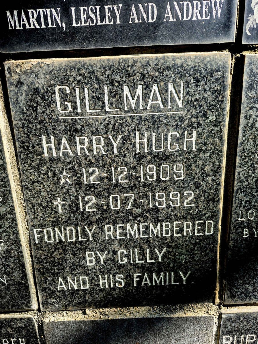 GILLMAN Harry Hugh 1909-1992