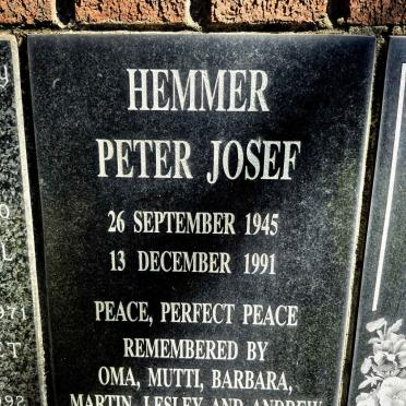 HEMMER Peter Josef 1945-1991