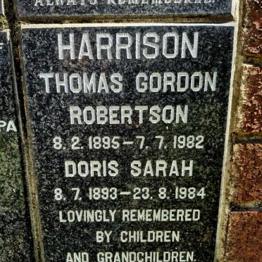 HARRISON Thomas Gordon Robertson 1895-1982 & Doris Sarah 1893-1984