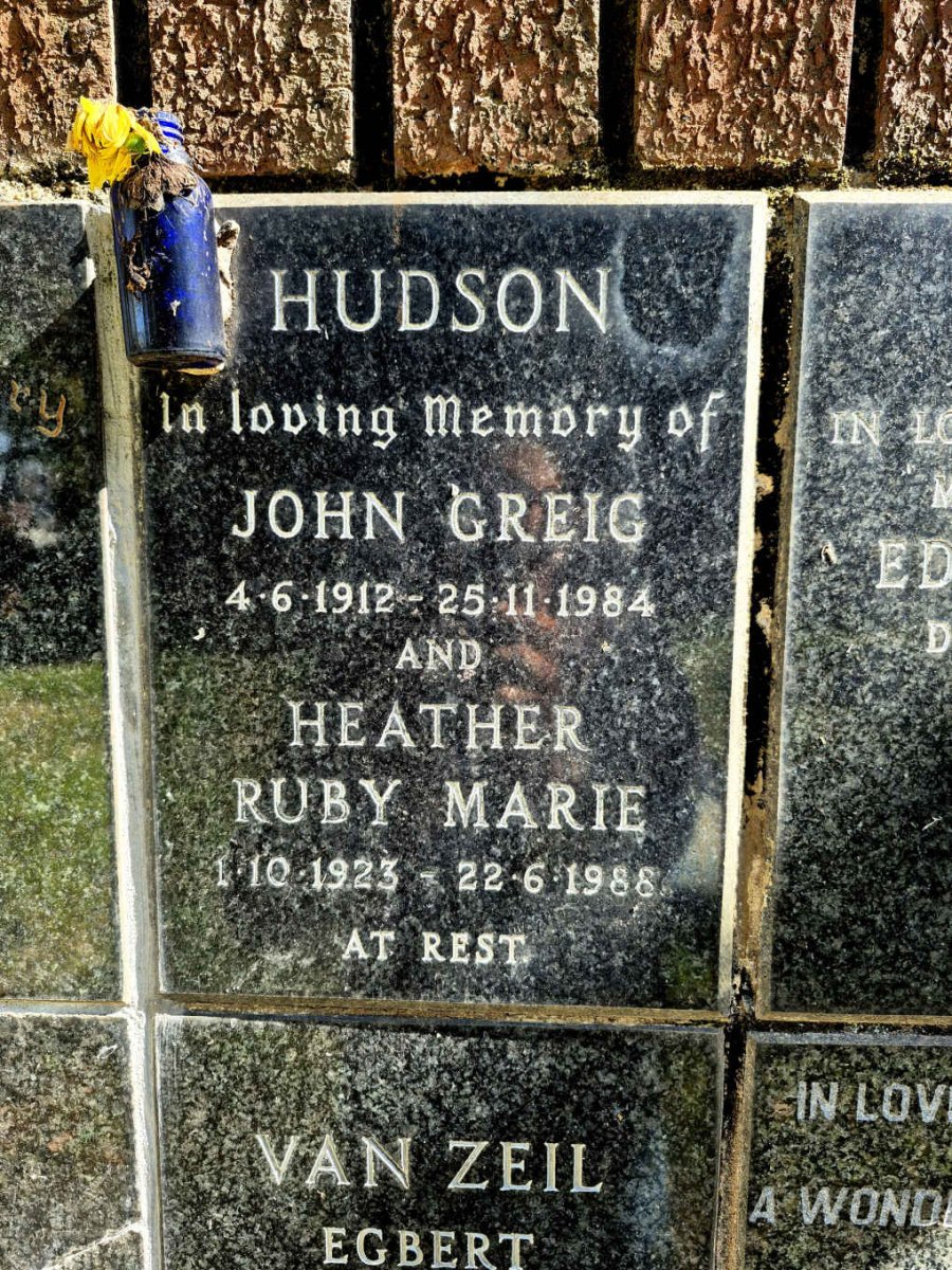 HUDSON John Greig 1912-1984 & Heather Ruby Marie 1923-1988