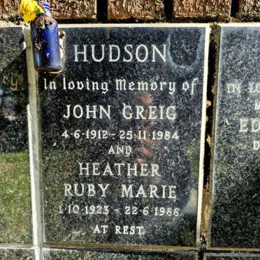 HUDSON John Greig 1912-1984 & Heather Ruby Marie 1923-1988