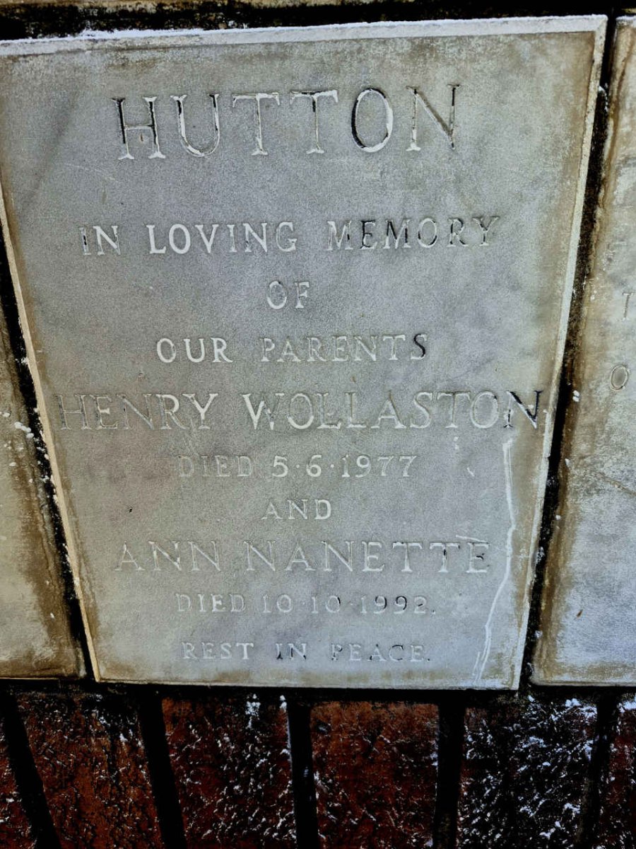 HUTTON Henry Wollaston -1977 & Ann Nanette -1992