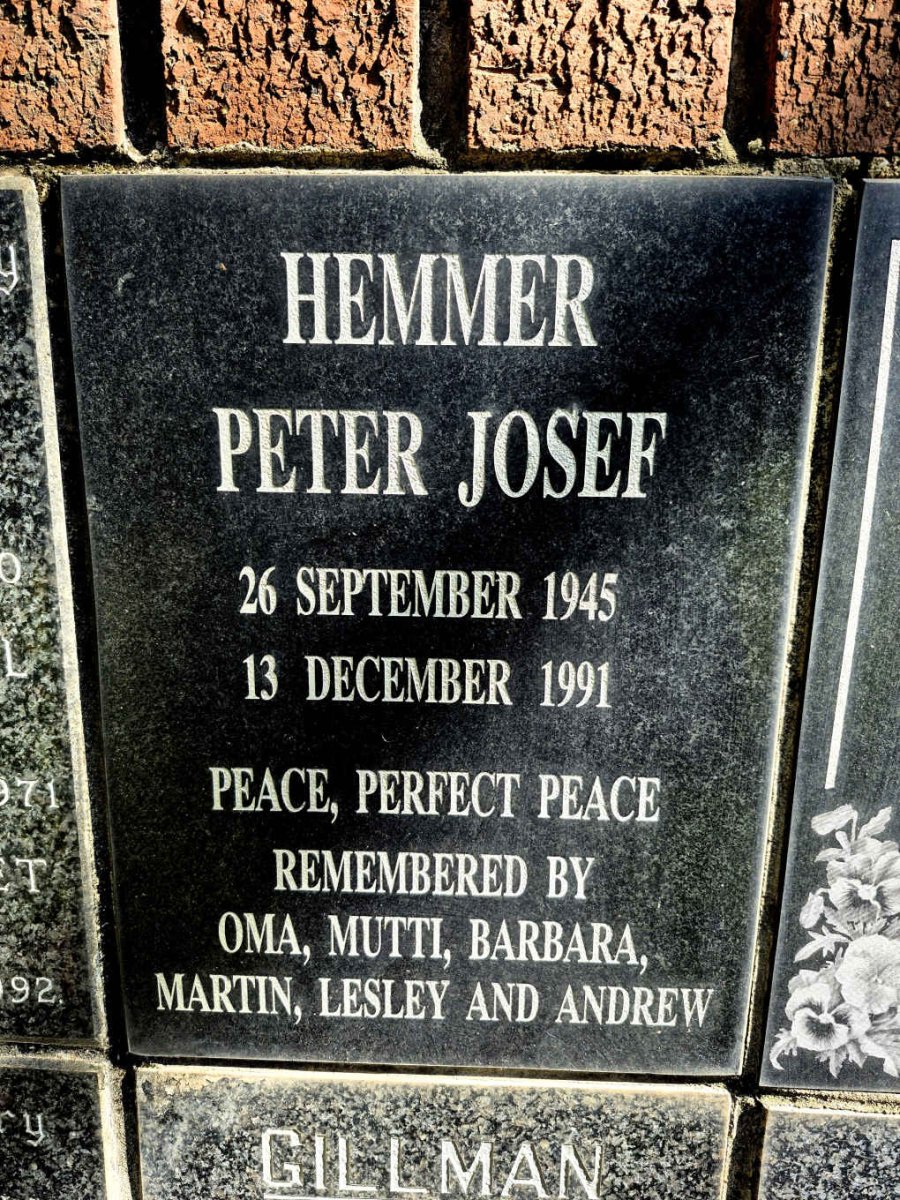 HEMMER Peter Josef 1945-1991