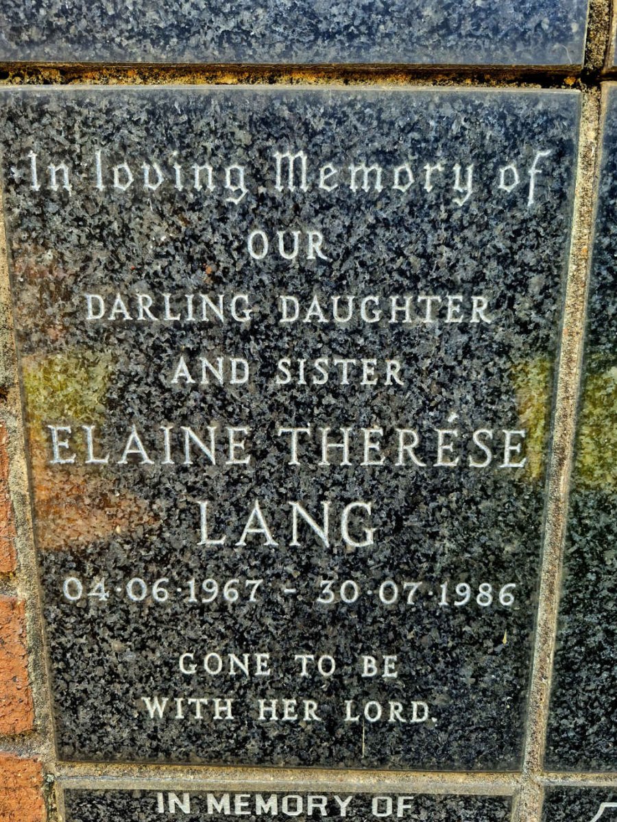 LANG Elaine Therese 1967-1986