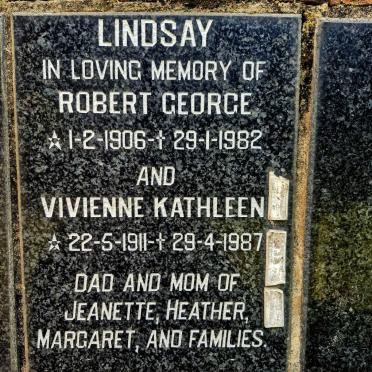 LINDSAY Robert George 1906-1982 & Vivienne Kathleen 1911-1987