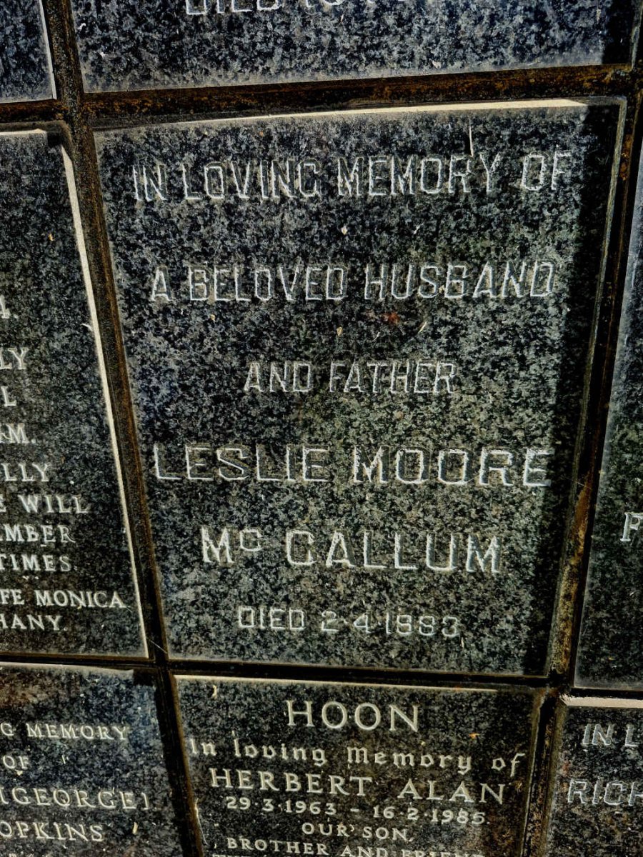 MCCALLUM Leslie Moore -1983