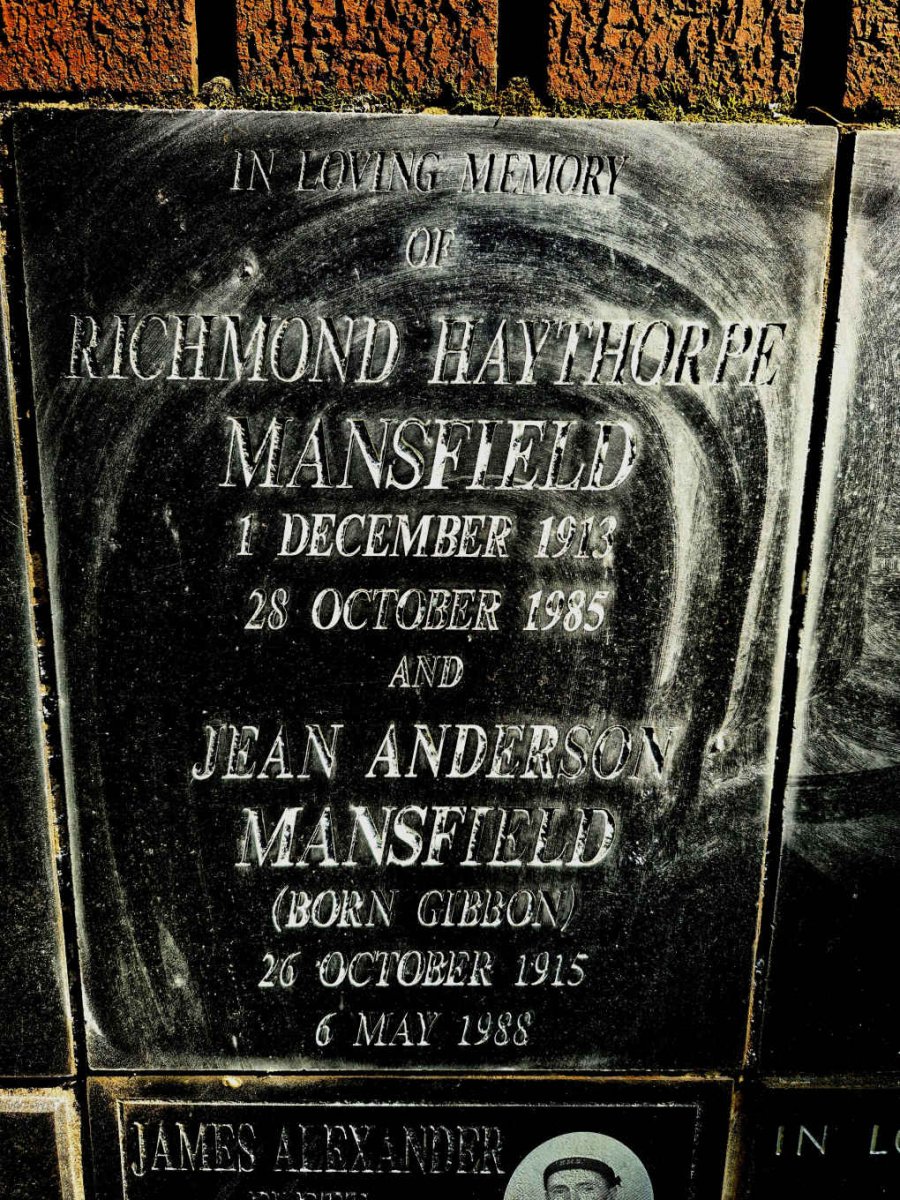 MANSFIELD Richmond Haythorpe 1913-1985 & Jean Anderson GIBBON 1915-1988