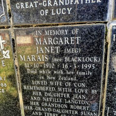 MARAIS Margaret Jane nee BLACKLOCK 1910-1995
