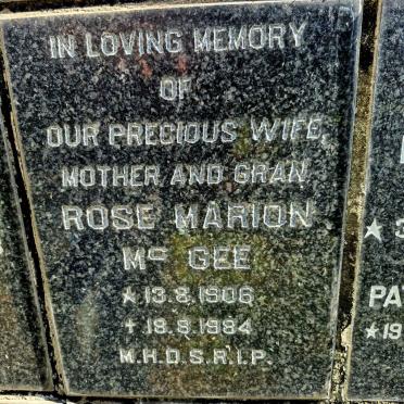 MCGEE Rose Marion 1906-1984