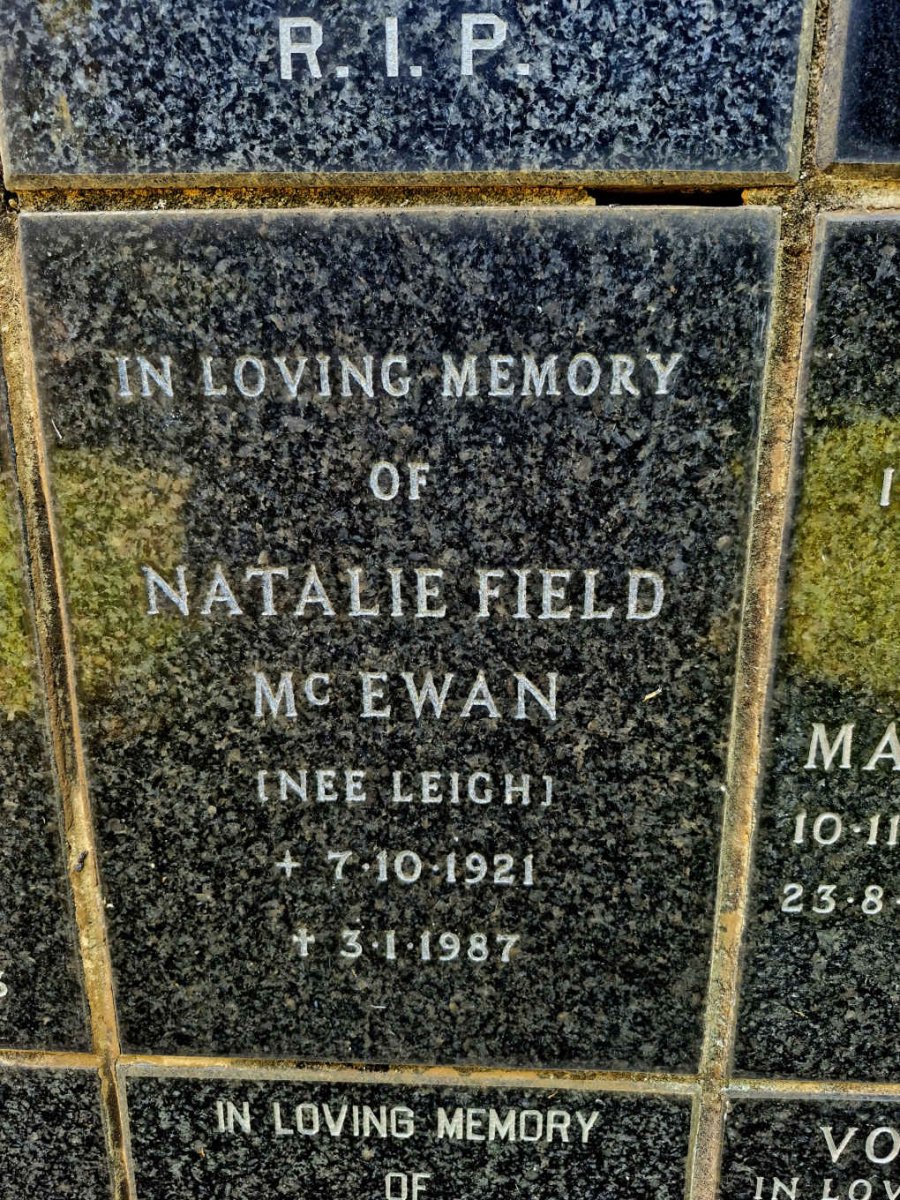 MCEWAN Natalie Field nee LEIGH 1921-1987