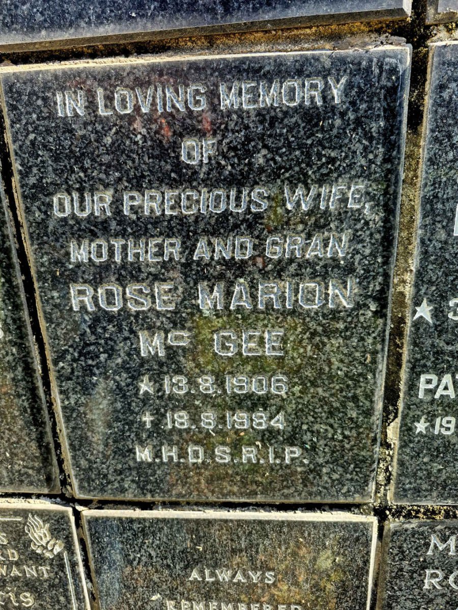 MCGEE Rose Marion 1906-1984