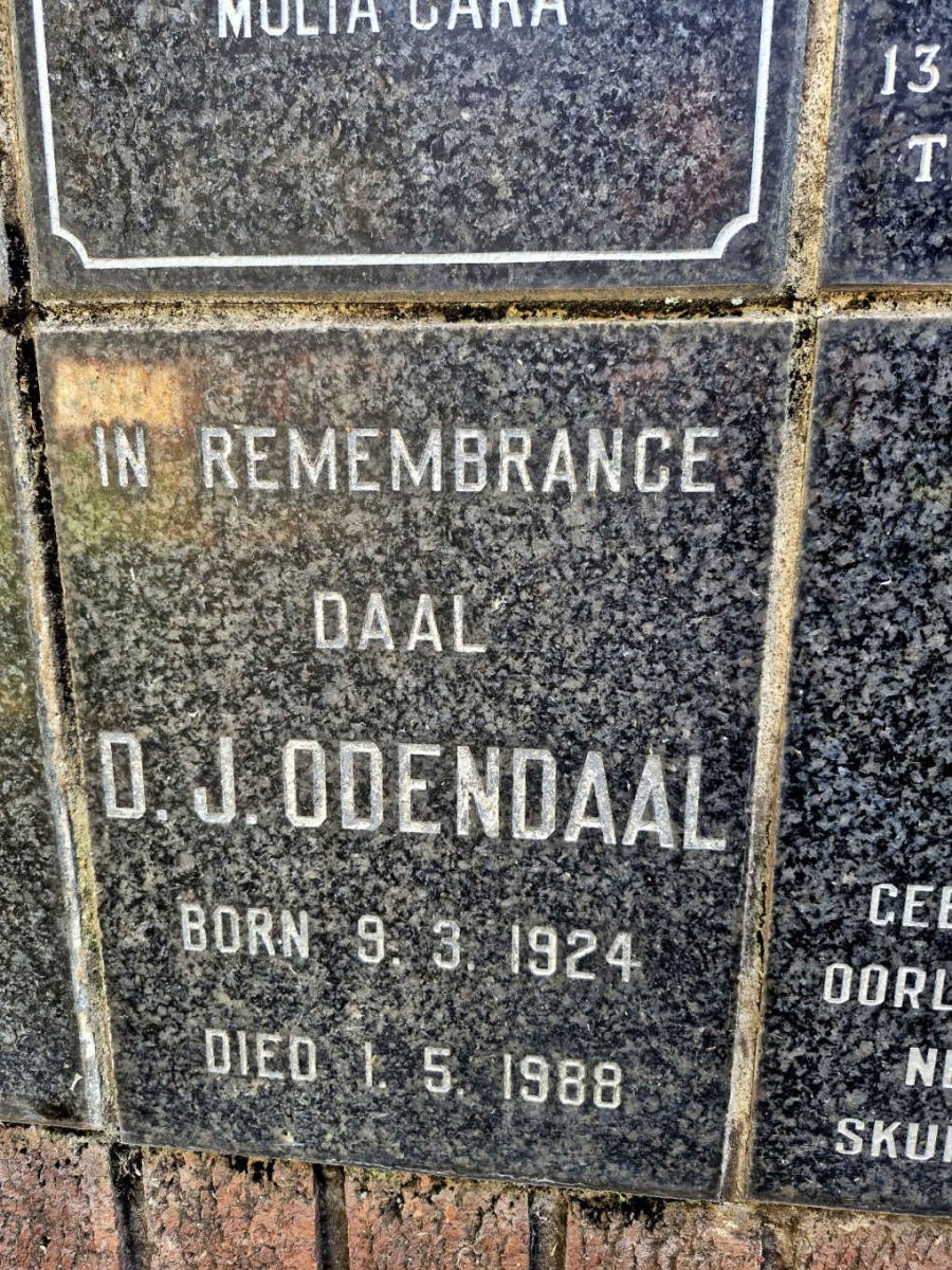 ODENDAAL D.J. 1924-1988