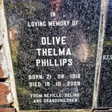 PHILLIPS Olive Thelma 1916-2009