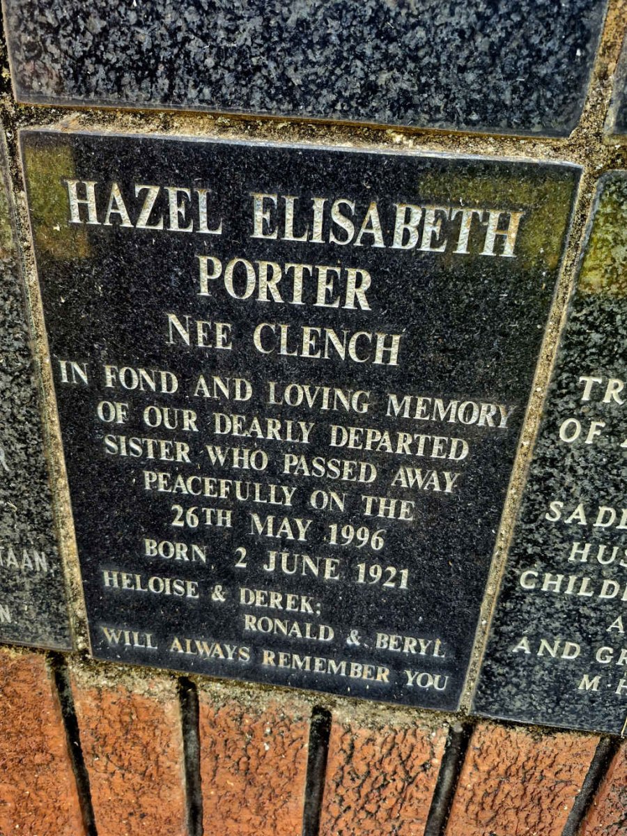 PORTER Hazel Elisabeth nee CLENCH 1921-1996