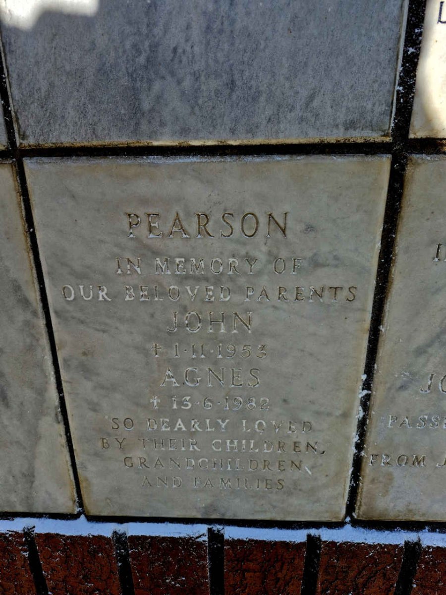 PEARSON John -1953 & Agnes -1982