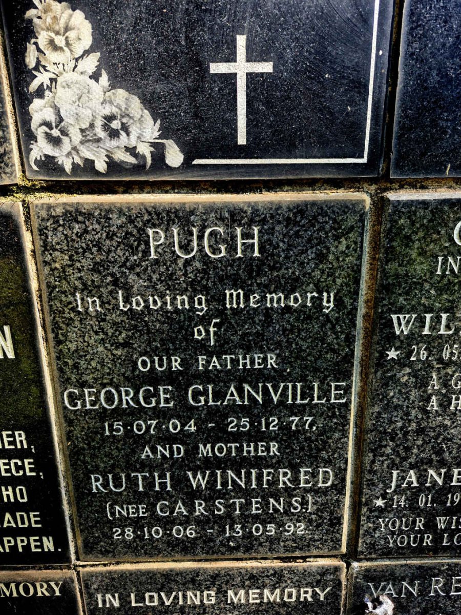 PUGH George Glanville 1904-1977 & Ruth Winifred CARSTENS 1906-1992