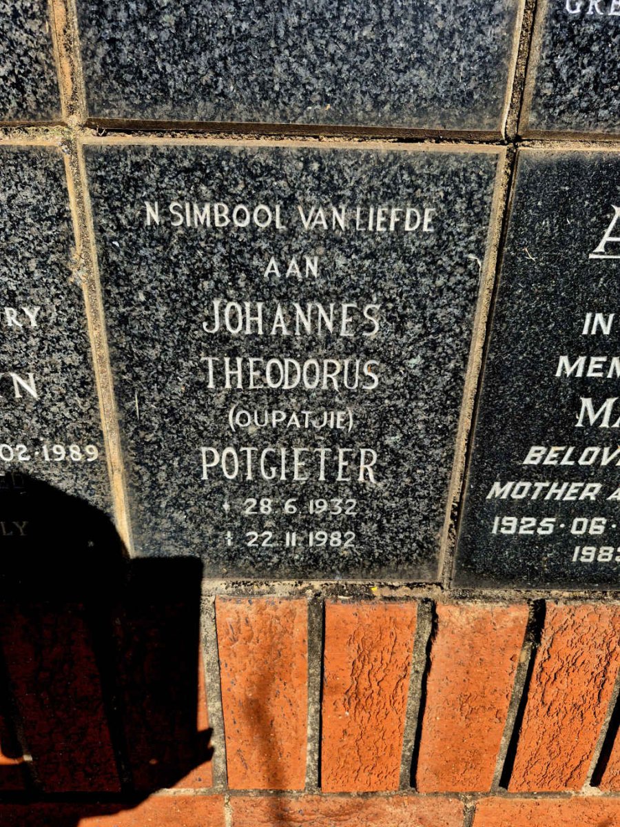 POTGIETER Johannes Theodorus 1932-1982