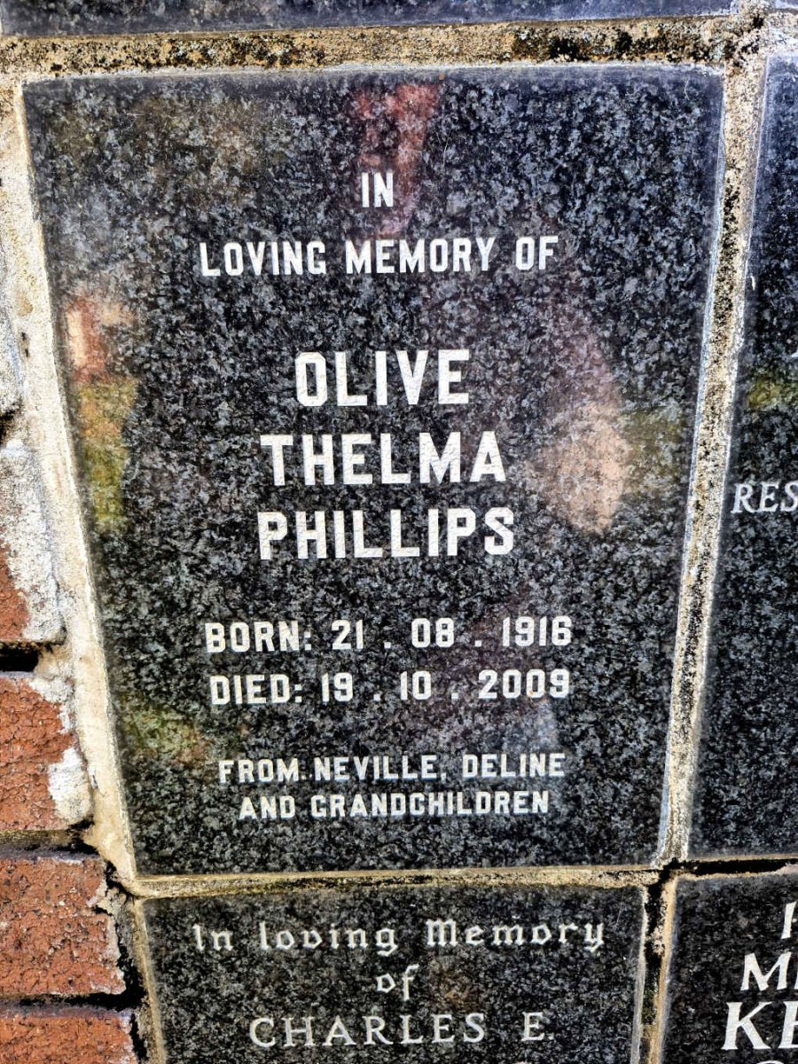 PHILLIPS Olive Thelma 1916-2009