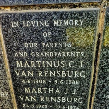 RENSBURG Martinus C.J., van 1908-1986 & Martha J.J. 1925-1974