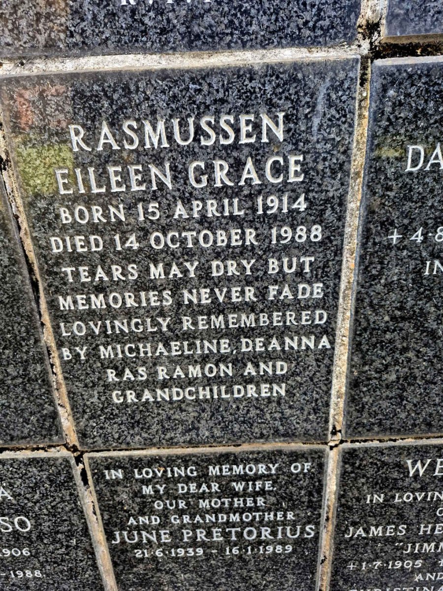 RASMUSSEN Eileen Grace 1914-1988
