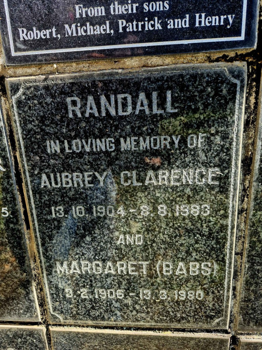 RANDALL Aubrey Clarence 1904-1983 & Margaret 1906-1980
