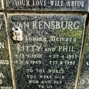 RENSBURG Phil, van 1922-1992 & Kitty 1922-1985