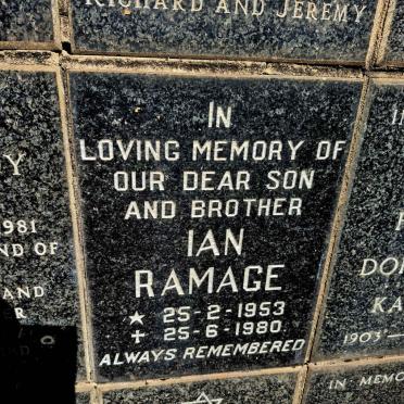 RAMAGE Ian 1953-1980