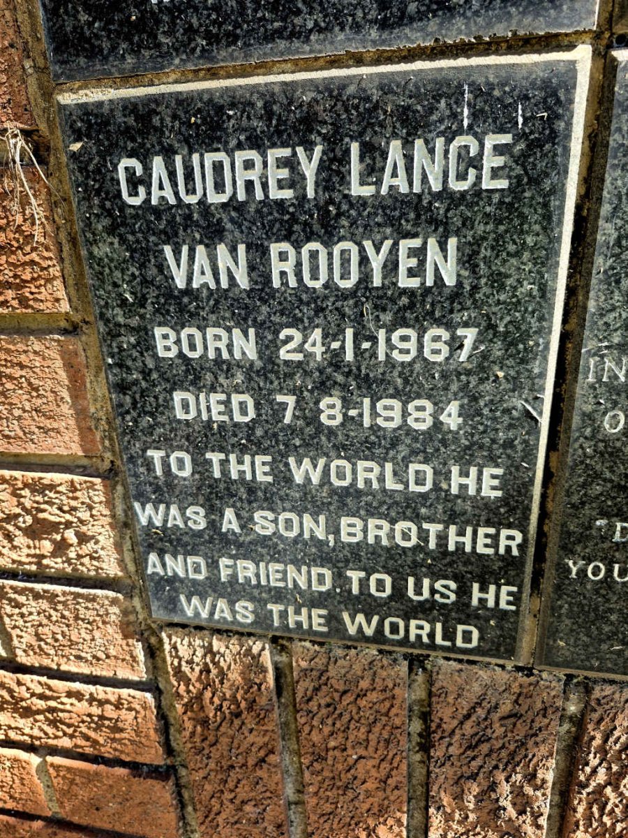 ROOYEN Caudrey Lance, van 1967-1984