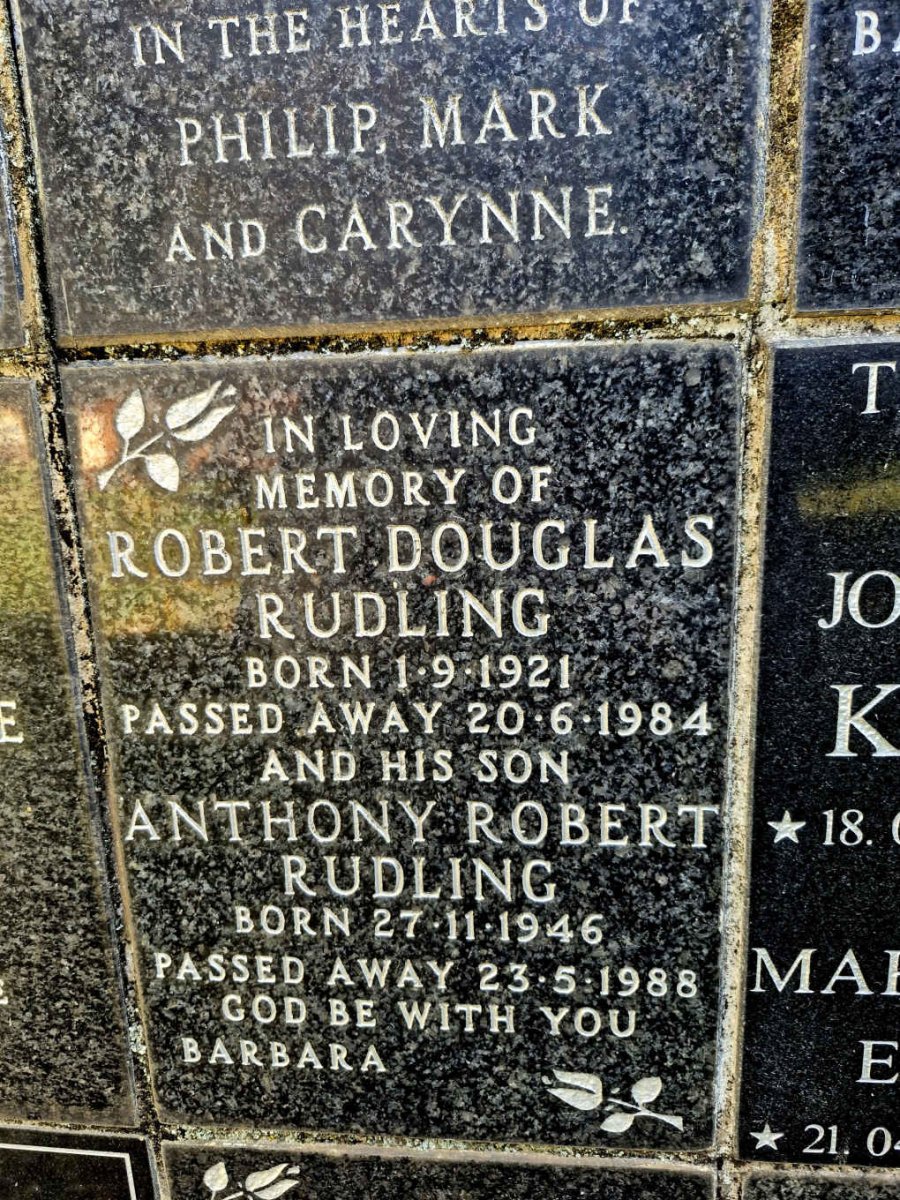 RUDLING Robert Douglas 1921-1984 :: RUDLING Anthony Robert 1946-1988